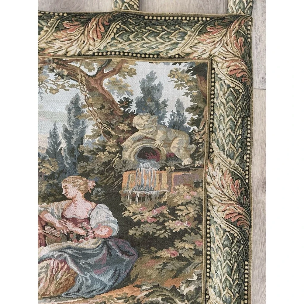 Vintage Woven French Tapestry Medeival‎ Pictorial Romantic Home Tapestry 3x4 ft